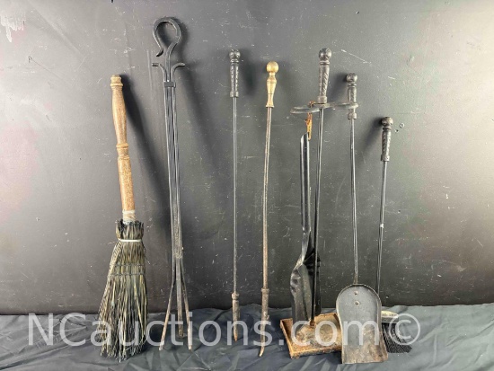Fire place poker brush stand