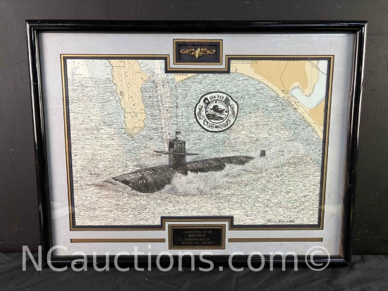 USS HOUSTON SSN-713 framed submarine map
