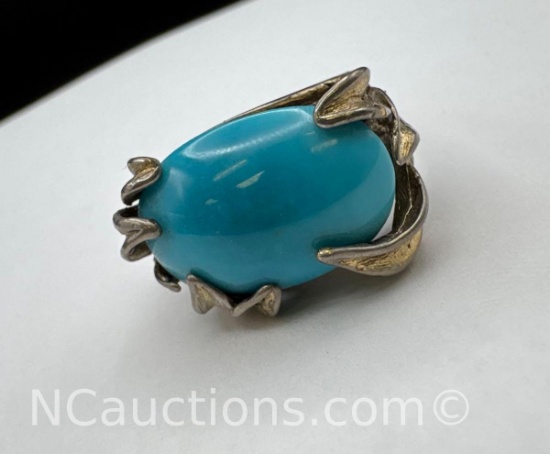 Sterling Silver And Turquoise Ring 8.26 Grams Size 7.5