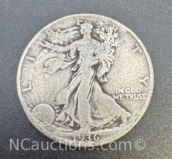 1936 Walking Liberty 90% Silver Half Dollar 12.13 Grams