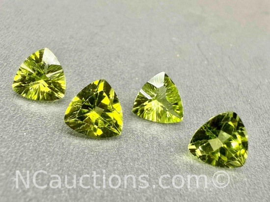 4 Quantom Cut Peridot Gemstones 6.6g