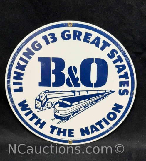 B n O Railroad Metal Sign