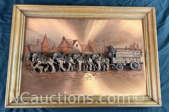 Budweiser copper 3D art beer wagon Clydesdales John Louw
