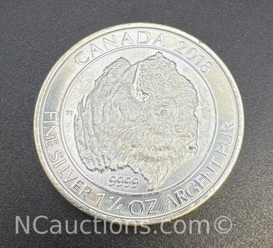 2018 1 1/4 Oz .9999 Fine Silver Canadian Bison Bullion Coin