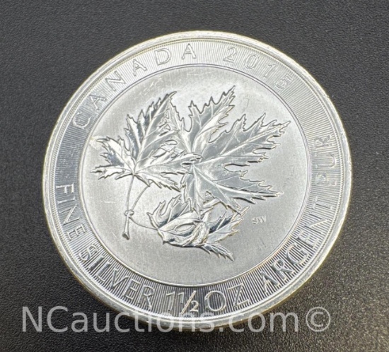 2015 Canadian 1 1/2 Oz .999 Fine Silver Leaf Bullion Coin