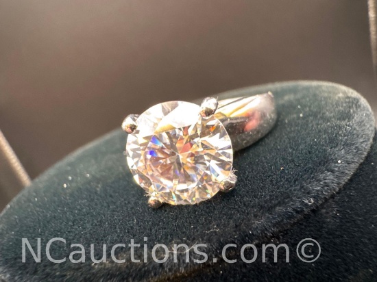 Sterling Silver Diamond Moissanite Ring 6.56 Grams Size 8.5