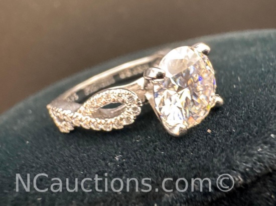 Sterling Silver Diamond Moissanite Ring 3.20 Grams Size 5