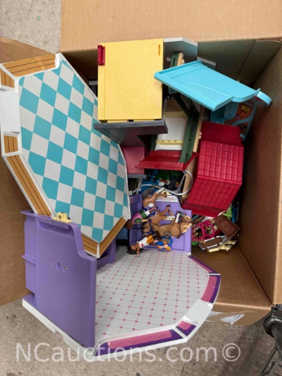 Large Lot Playmobil Play Sets, People, Animals, Accessories