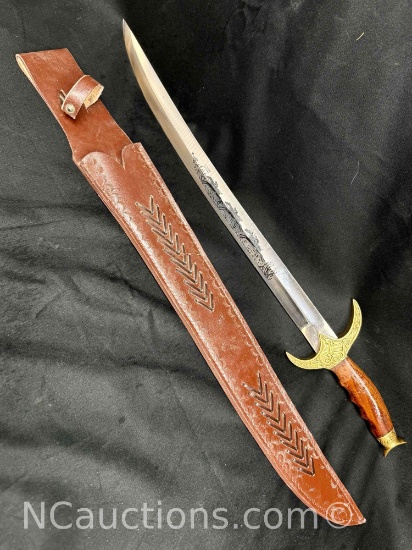 Pakistan Sword with Decorative Horse Riding Scene W/ Sheath