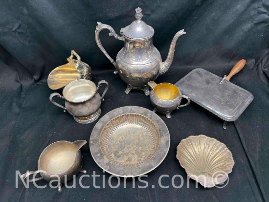 Silver Plate Kitchenware Pots, Bowls, FB Rogers, Camill more 2847g Total