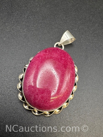 Sterling Silver Red Ruby Pendant 11.67 grams