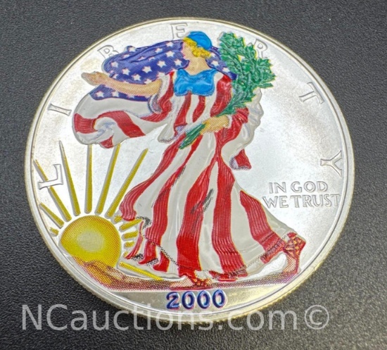 2000 Colorized Silver Eagle 1 Troy Oz .999 Fine Silver Bullion Coin
