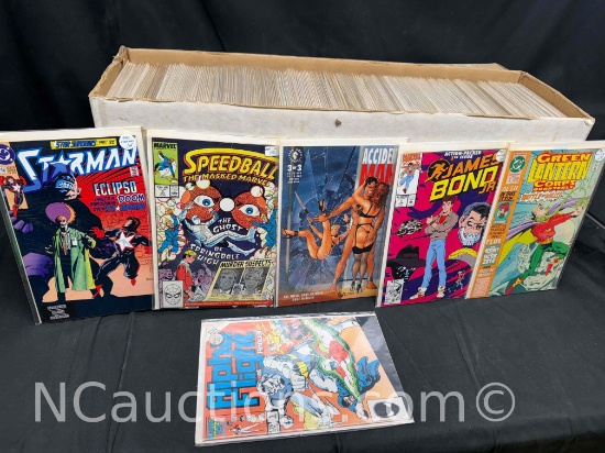 Long Box of Approximately 300 Comics James Bond Jr, Green Lantern, Alpha Flight more