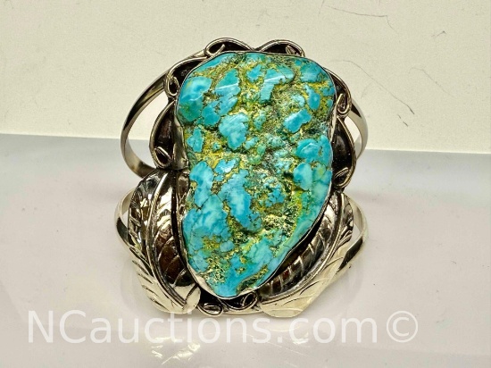 Navajo Silver Turquoise Bracelet 72g Total