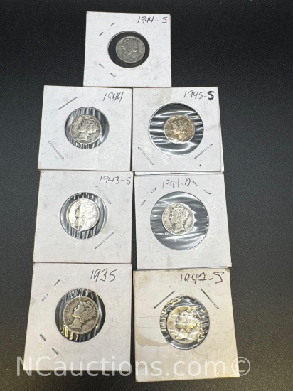 Mercury dimes 1935-1945 90% Silver Coins