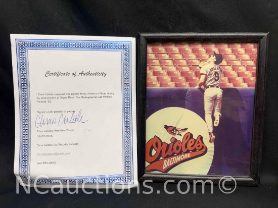 Signed Photograph Brady Anderson Baltimore Orioles with COA 8x10
