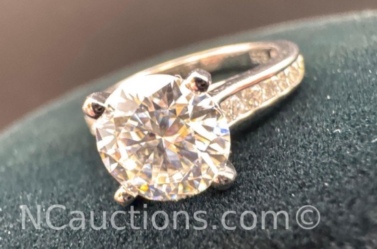 Sterling Silver Diamond Moissanite Ring 2.78 Grams Size 6