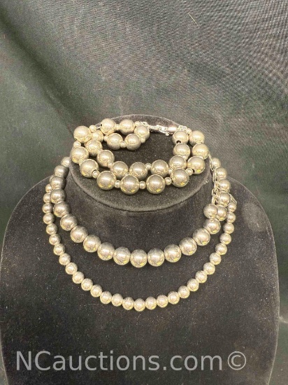 Monet Pair of Metal Bead Necklaces and Bracelet