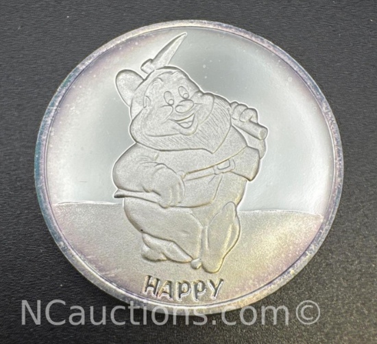 Disney 1 Troy Oz .999 Fine Silver Happy Bullion Coin