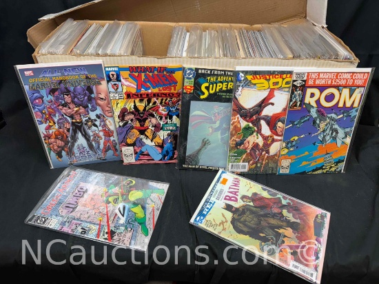 Long Box of Approximately 300 Comics Superman, ROM, What If X-Men more