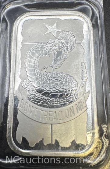 1 Troy Oz .999 Fine Silver Dont Tread On Me Bullion Bar