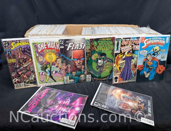 Long Box of Approximately 275 Comics Superman, Flash, Iron Man, more