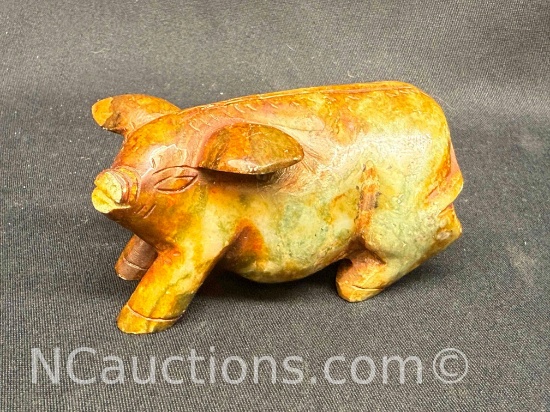 Solid Soapstone Carved Pig 272g
