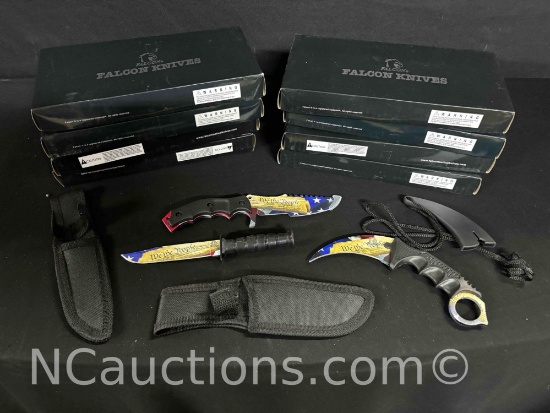 8 Falcon Knives in original boxes set of 3 We The People