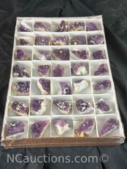 Flat of Pink Fluorite Mineral Cluster Specimens