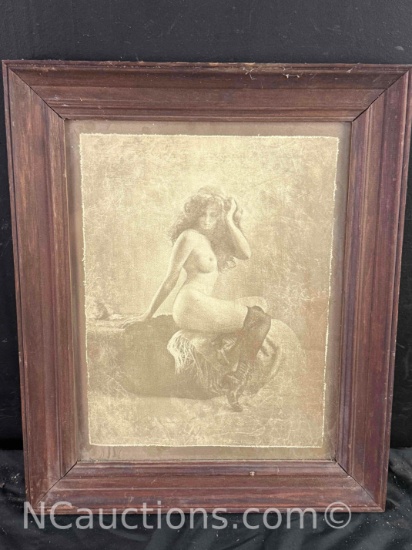 Framed Art of Nude Woman 15x18