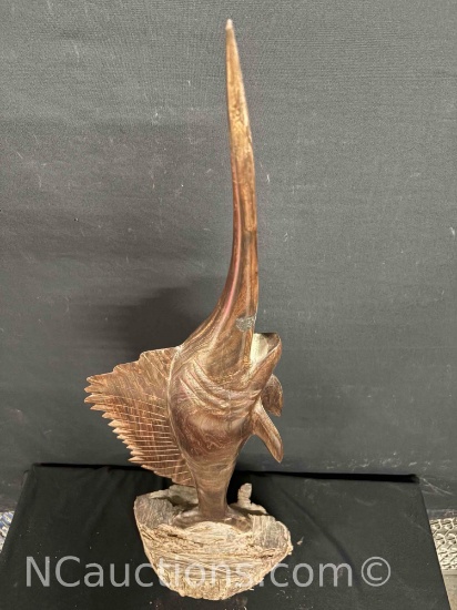 41in tall Swordfish wood carved statue