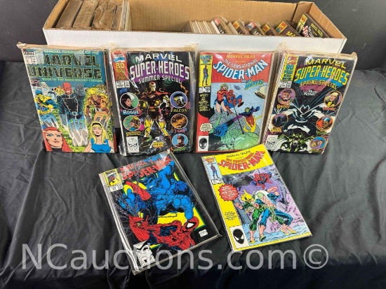 Long Box Approx 300 Comics Spider-Man, Marvel Superheros, Handbook of Marvel more