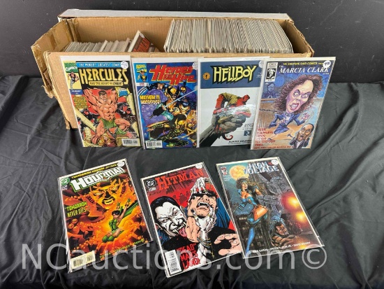 Long Box Approx 200 Comics Hell Boy, Marcia Clark, Hercules more