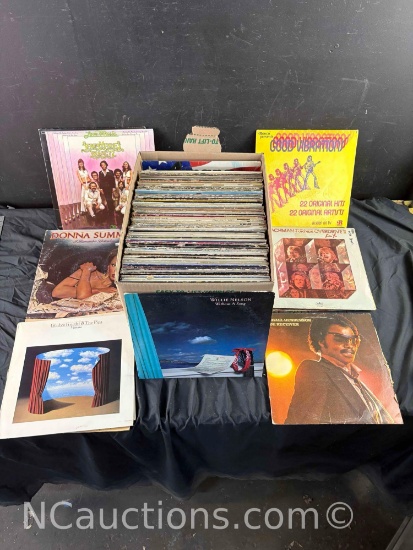 Box of records vinyl Gladys Knight, Donna Summer, Willie Nelson, Bachman Turner Overdrive