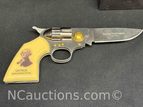 George Washington commemorative 7.5 inch folding gun knife