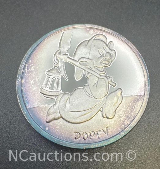 Disney 1 Troy Oz .999 Fine Silver Dopey Bullion Coin