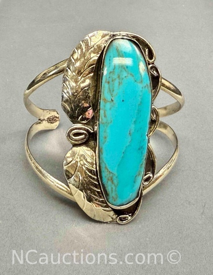 Navajo Silver Turquoise cuff Bracelet 34g Total