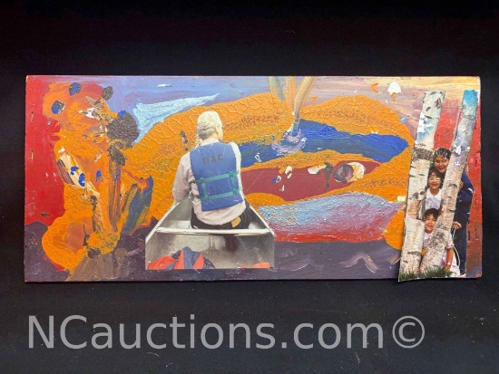 14.5x6.5 inch art work wood Titled Ahab Pissing on Moby Dick hank gross