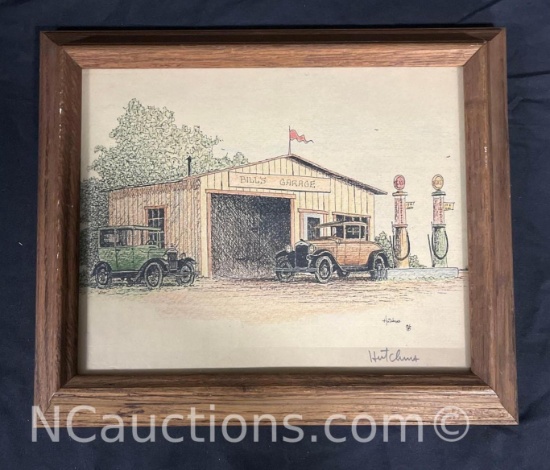 Framed Bills Garage signed says Hutchins