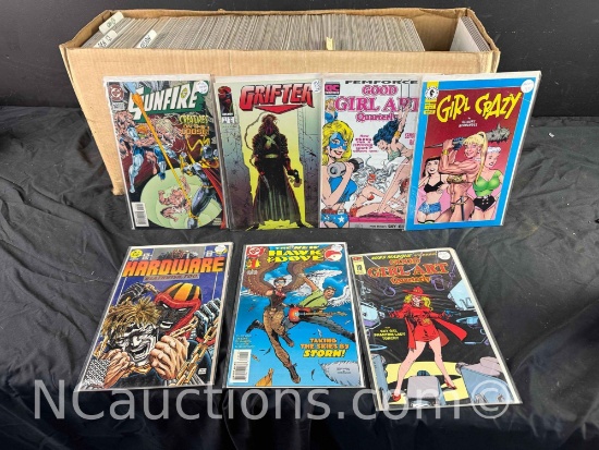 Long Box Approx 250 Comics Girl Crazy, Grifter, Hawk n Dove more