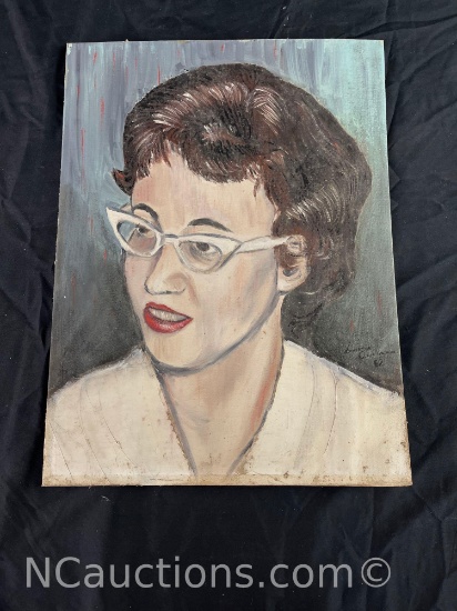 Unframed signed art of woman