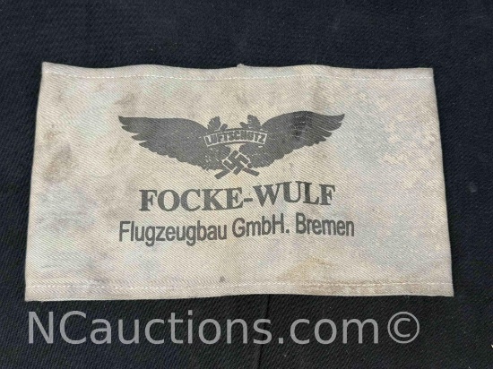 Nazi Arm Band Swastika FOCKE-WULF Luftschutz Flugzeugbau GmbH. Bremen