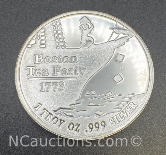 1 Troy Oz .999 Fine silver Boston Tea Party Bullion Coin