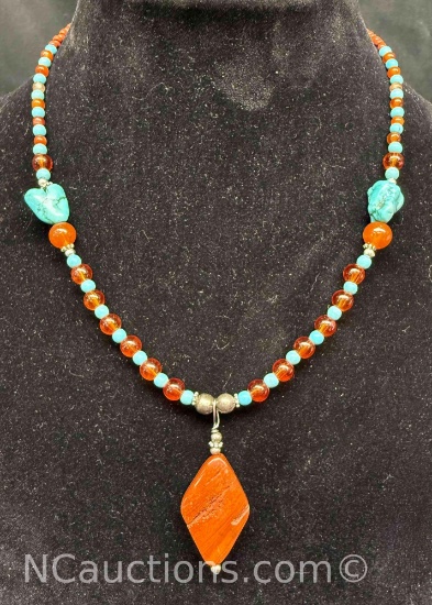 Turquoise and Jasper Necklace 24g Total