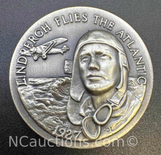 Lindbergh Flies The Atlantic Sterling Silver Coin 34.80 Grams