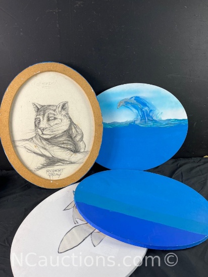 5 Oval Paintings Speedo says Robert Gray