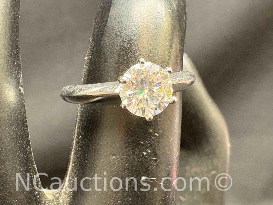 Diamond Moissanite Ring .925 Sterling silver 2.11 grams side 6.5