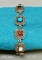 925 Sterling Silver Bracelet w/ Turquoise, Coral more stones 20g