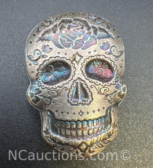 2 Troy Oz .999 Fine Silver Skull Bullion