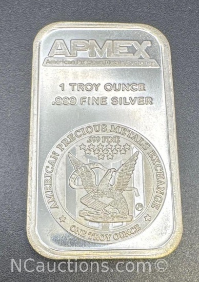 APMEX 1 Troy Oz .999 Fine Silver Bullion Bar